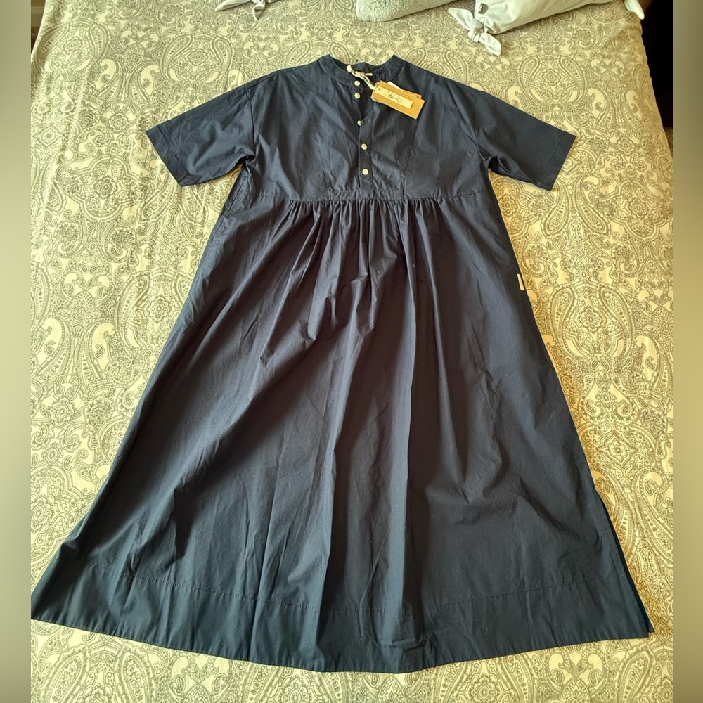 Oversized Smock Dress with Pockets | 100% cotton | Navy | XS